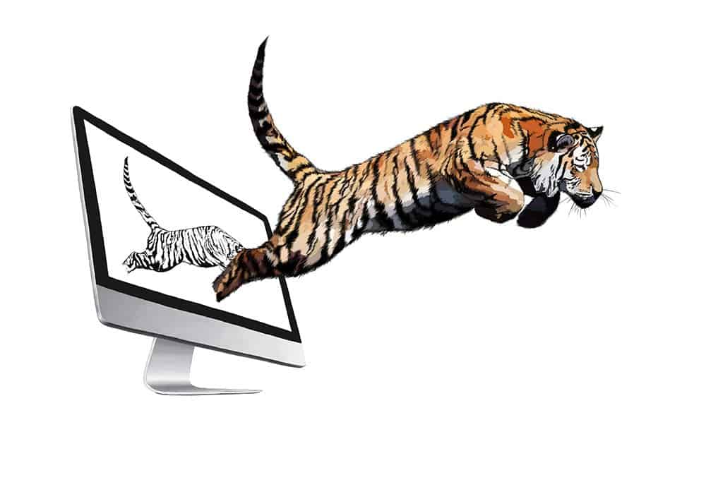 Grober Farbauftrag, Illustration, Digital Painting Tiger
