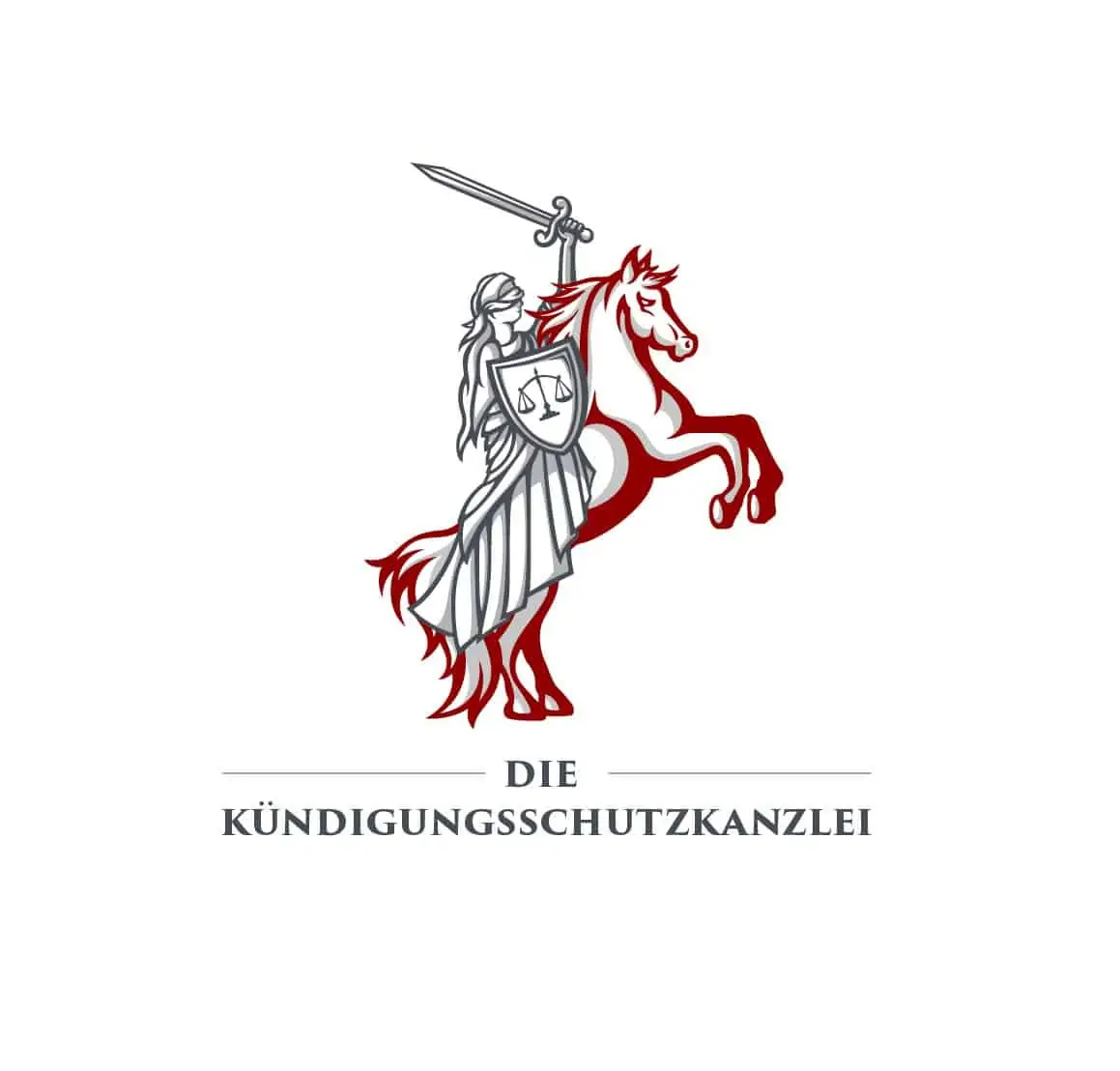 Logo Design Die Kündigungsschutzkanzlei in Rot-Hellgrau, Logodesigner Andrea Baitz, Logo Design aus Eckernförde
