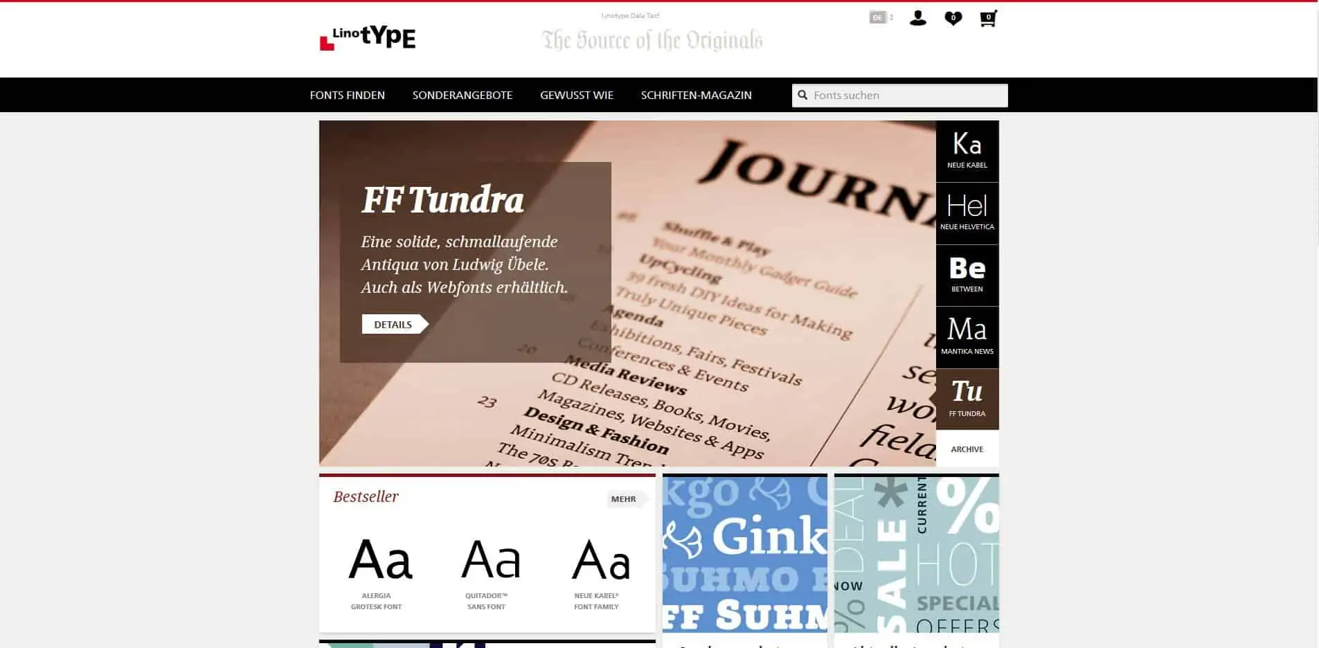 linotype Font Webseite