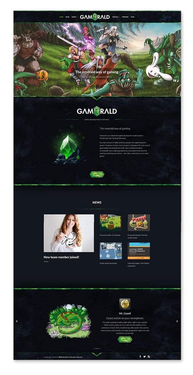 Webdesign und Webseitenerstellung Gamerald, Gamestudio aus Norderstedt, Nähe Hamburg