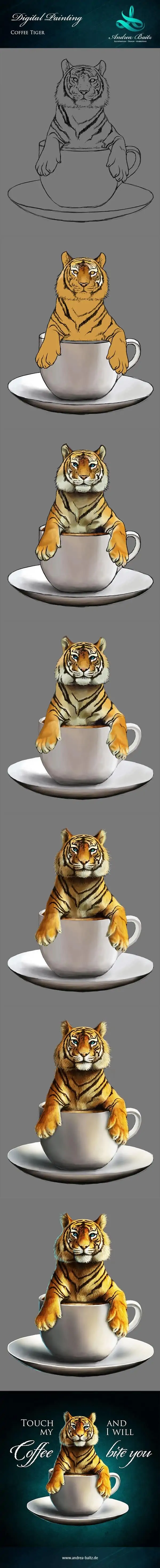 T-Shirt-Design Touch my Coffee and i will bite you, T-Shirt Designer Andrea Baitz, Illustration, Digital Painting, Digitale Illustration, Grafikdesign, Ines Kampf Design, T-Shirt Designer Deutschland, Digital Painting Tutorial